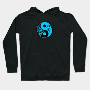 Blue and Black Yin Yang Skulls Hoodie